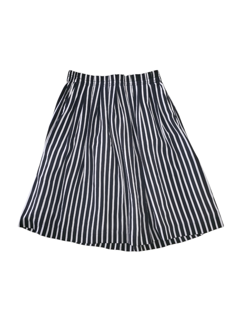 J.Crew Mercantile Black & White Striped Midi Skirt | Elastic Waist | Classic Min - Picture 2 of 4